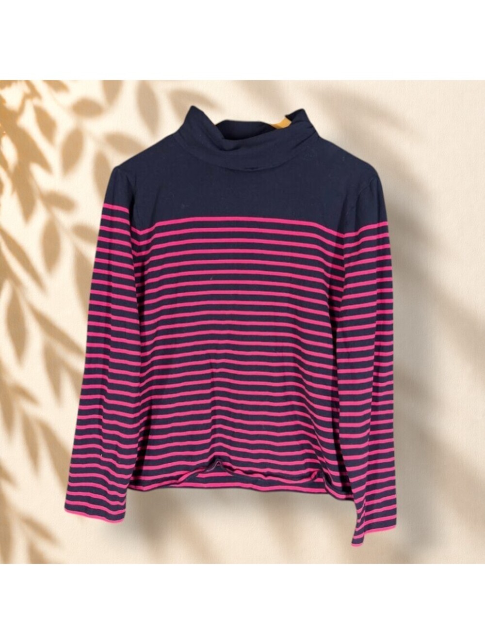 Talbots Sweater Pullover Women XL Blue Striped Knit Turtleneck Long Sleeve Soft